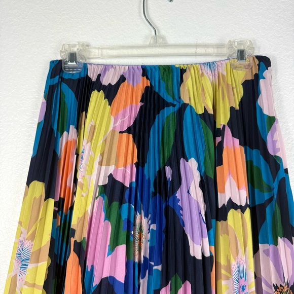 Anthropologie Maeve Midi Skirt The Valerie Pleated Blue Motif Preppy Floral sz 4 - Picture 4 of 7